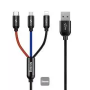 Baseus podatkovni kabel 3u1 microUSB+Lightning+USB-C 1.2m 3.5A