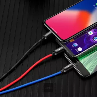 Baseus podatkovni kabel 3u1 microUSB+Lightning+USB-C 1.2m 3.5A