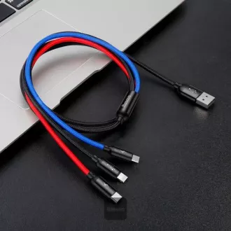 Baseus podatkovni kabel 3u1 microUSB+Lightning+USB-C 1.2m 3.5A