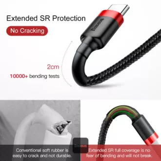 Baseus podatkovni kabel Cafule USB-C 2m 2A crveno-crni Baseus podatkovni kabel Cafule USB-C 2m 2A crveno-crni