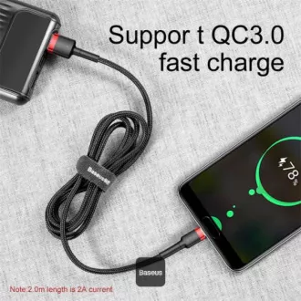 Baseus podatkovni kabel Cafule USB-C 2m 2A crveno-crni Baseus podatkovni kabel Cafule USB-C 2m 2A crveno-crni