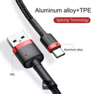 Baseus podatkovni kabel Cafule USB-C 2m 2A crveno-crni Baseus podatkovni kabel Cafule USB-C 2m 2A crveno-crni