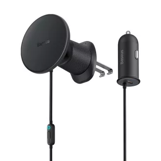 Baseus Magnetski držač za ventilacijsku rešetku s USB-C punjačem 15W+25W crni Baseus Magnetski držač za ventilacijsku rešetku s USB-C punjačem 15W+25W crni