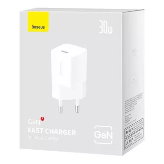 Baseus Quick punjač za mrežu GaN5 Mini 30W EU bijeli