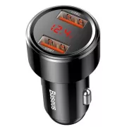 Baseus auto punjač Magic 2x USB 45W 6A s ekranom crne boje