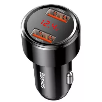 Baseus auto punjač Magic 2x USB 45W 6A s ekranom crne boje