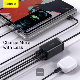 Baseus brzi punjač za mrežu GaN3 Pro, 2x USB-C, 2x USB 65W crni