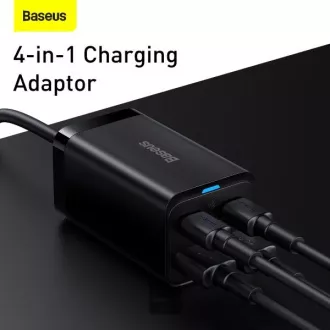Baseus brzi punjač za mrežu GaN3 Pro, 2x USB-C, 2x USB 65W crni