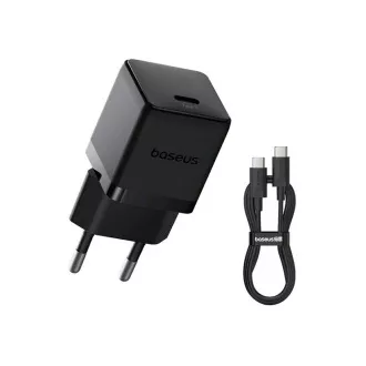 Baseus Palm brzi punjač USB-C 20W + podatkovni kabel USB-C/USB-C 1m crni