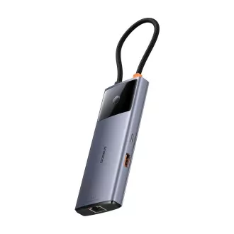 Baseus hub Series 2 USB 6u1 (USB-C/HDMI4K60Hz/USB-C(10Gbps)/USB-A(10Gbps)/RJ45/USB-C(PD) sivi