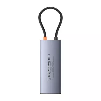 Baseus hub Series 2 USB 6u1 (USB-C/HDMI4K60Hz/USB-C(10Gbps)/USB-A(10Gbps)/RJ45/USB-C(PD) sivi