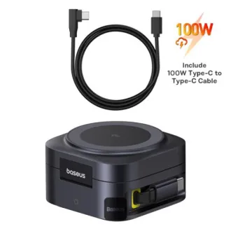 Baseus magnetski bežični punjač PicoGo serije 2u1 Qi2 67W crni