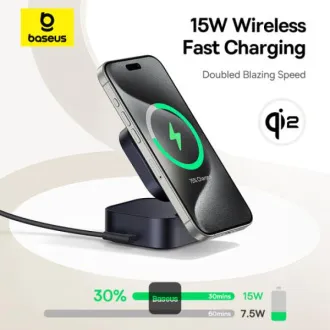 Baseus magnetski bežični punjač PicoGo serije 2u1 Qi2 67W crni