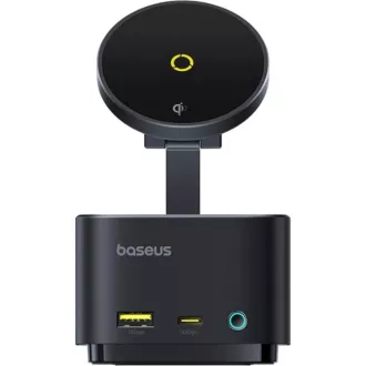 Baseus MagPro 7-u-1 stanica za punjenje s bežičnim punjenjem od 15 W, kosmičko crna Baseus MagPro 7-u-1 stanica za punjenje s bežičnim punjenjem od 15 W, kosmičko crna