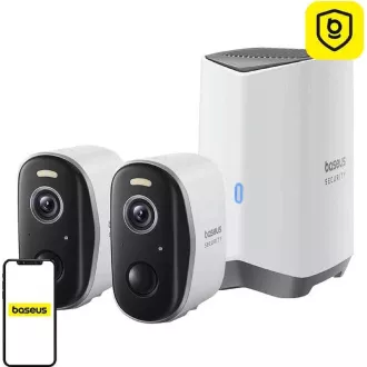 Baseus vanjska sigurnosna kamera N1 Plus 2K (set od 2 kom + centralna stanica) bijela Baseus vanjska sigurnosna kamera N1 Plus 2K (set od 2 kom + centralna stanica) bijela