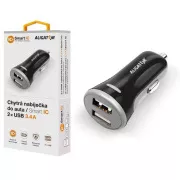 Pametni auto punjač ALIGATOR 3.4A, 2xUSB, smart IC, crni