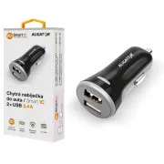 Pametni auto punjač ALIGATOR 3.4A, 2xUSB, smart IC, crni