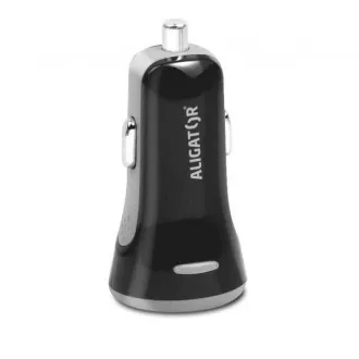 ALIGATOR Pametni auto punjač 3.4A, 2xUSB, smart IC, crni, USB-C kabel