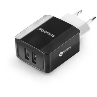 Pametni mrežni punjač ALIGATOR 3.4A, 2xUSB, smart IC, crni, kabel za iPhone/iPad 2A