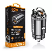 Aligator mini auto punjač Power Delivery 30W, USB-C + USB-A