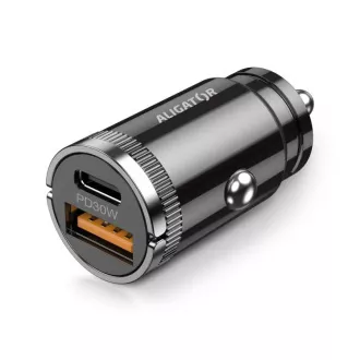Aligator mini auto punjač Power Delivery 30W, USB-C + USB-A