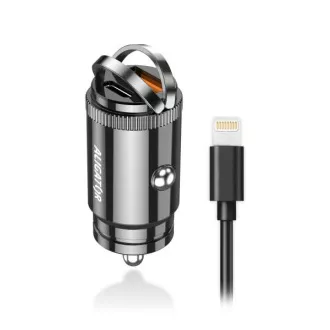Aligator mini auto punjač Power Delivery 30W, USB-C + USB-A, USB-C kabel za iPhone/iPad