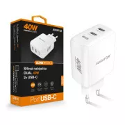 Pametni mrežni punjač ALIGATOR Power Delivery 40W, 2xUSB-C, bijeli