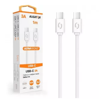 ALIGATOR Data kabel POWER 3A, USB-C/USB-C, bijeli