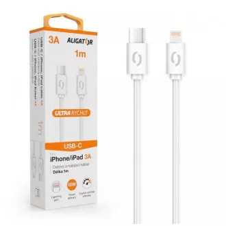 ALIGATOR Data kabel POWER 3A, USB-C/lightning white
