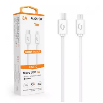 ALIGATOR Data kabel POWER 3A, USB-C/microUSB bijeli