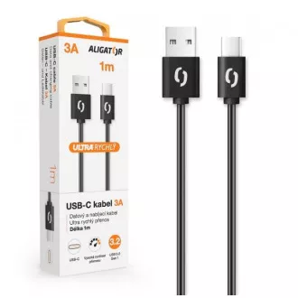 ALIGATOR Data kabel POWER 3A, USB-C 1m crni