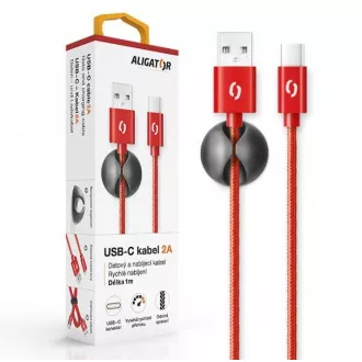 ALIGATOR PREMIUM Data kabel 2A, USB-C crveni