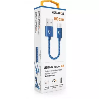 ALIGATOR PREMIUM 2A kabel, 50cm USB-C, plavi