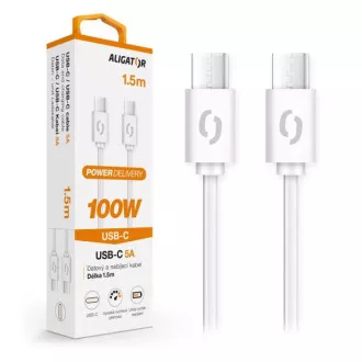 Data kabel ALIGATOR POWER 100W, USB-C/USB-C 5A, 1.5m bijeli