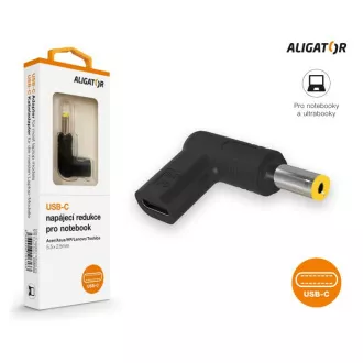 Aligator USB-C strujni adapter 5,5x2,5 mm za prijenosna računala Acer/Asus/HP/Lenovo/Toshiba Aligator USB-C strujni adapter 5,5x2,5 mm za prijenosna računala Acer/Asus/HP/Lenovo/Toshiba