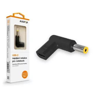 Aligator USB-C strujni adapter 5,5x2,5 mm za prijenosna računala Acer/Asus/HP/Lenovo/Toshiba Aligator USB-C strujni adapter 5,5x2,5 mm za prijenosna računala Acer/Asus/HP/Lenovo/Toshiba