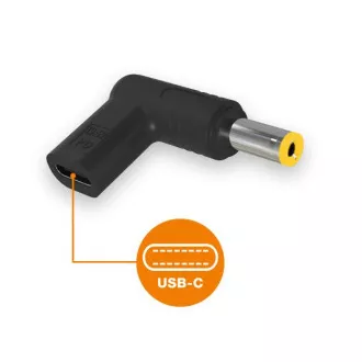 Aligator USB-C strujni adapter 5,5x2,5 mm za prijenosna računala Acer/Asus/HP/Lenovo/Toshiba Aligator USB-C strujni adapter 5,5x2,5 mm za prijenosna računala Acer/Asus/HP/Lenovo/Toshiba