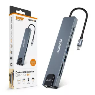Aligator priključna stanica USB-C / Hub 8 u 1 (USB-C / 2xUSB / SD / MicroSD / HDTV / RJ45) Aligator priključna stanica USB-C / Hub 8 u 1 (USB-C / 2xUSB / SD / MicroSD / HDTV / RJ45)