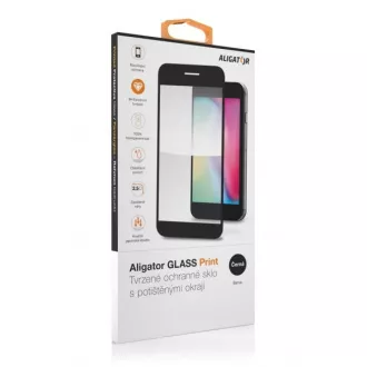 Aligator Zaštitno kaljeno staklo GLASS PRINT, iPhone 14 Pro, crno, lijepljenje cijelom površinom