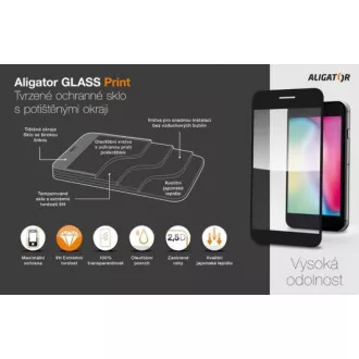 Aligator Zaštitno kaljeno staklo GLASS PRINT, iPhone 14 Pro, crno, lijepljenje cijelom površinom