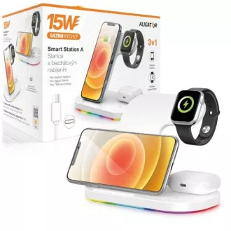 Aligator Smart Station A s bežičnim punjenjem 3u1, 15W Aligator Smart Station A s bežičnim punjenjem 3u1, 15W