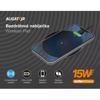 ALIGATOR bežični punjač Aligator Pad 15W crni
