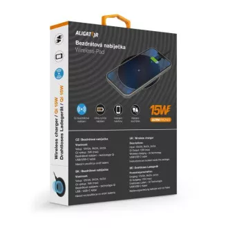 ALIGATOR bežični punjač Aligator Pad 15W crni