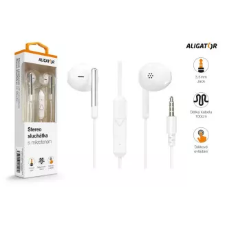 ALIGATOR AE008/Stereo/Jack/Žica/Bijela