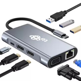 TB Touch USB C 8 u 1 - HDMI 2x, USB, VGA, RJ45, PD