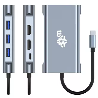 TB Touch USB C 8 u 1 - HDMI 2x, USB, VGA, RJ45, PD