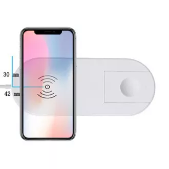 2u1 bežični punjač, za telefon i Apple Watch, bijeli, 5V, 10W, Qi 2u1 bežični punjač, za telefon i Apple Watch, bijeli, 5V, 10W, Qi