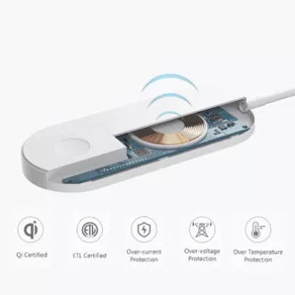 2u1 bežični punjač, za telefon i Apple Watch, bijeli, 5V, 10W, Qi 2u1 bežični punjač, za telefon i Apple Watch, bijeli, 5V, 10W, Qi