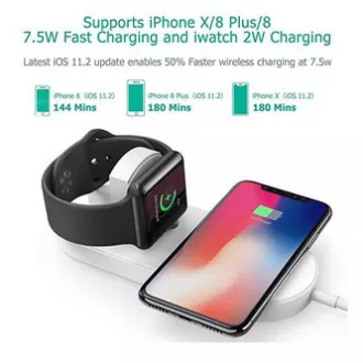 2u1 bežični punjač, za telefon i Apple Watch, bijeli, 5V, 10W, Qi 2u1 bežični punjač, za telefon i Apple Watch, bijeli, 5V, 10W, Qi