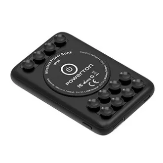 Powerton, power bank s bežičnim punjenjem, Li-Pol, 5V, punjenje telefona/tableta, WBP5, 5000mAh, vakuumske čašice za pričvršćivanje kt Powerton, power bank s bežičnim punjenjem, Li-Pol, 5V, punjenje telefona/tableta, WBP5, 5000mAh, vakuumske čašice za pričvršćivanje kt